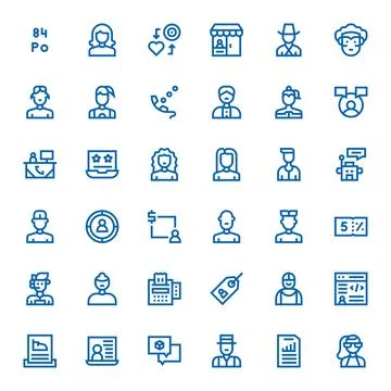 Customer Comprehensive Vector Bundle with 36 Editable Bold Line 256x256 Icons Stock Illustration
