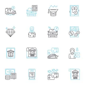 Customer computing linear icons set. Software, Hardware, Cloud, Virtualization Stock Illustration