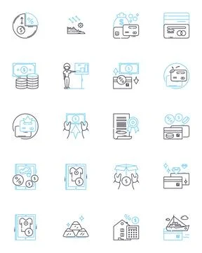 Customer computing linear icons set. Software, Hardware, Cloud, Virtualization Stock Illustration