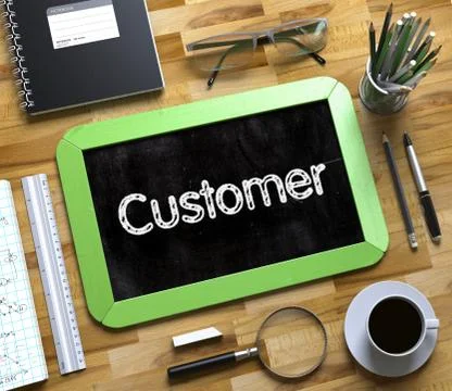 Customer Concept on Small Chalkboard. 3D Stock Illustration