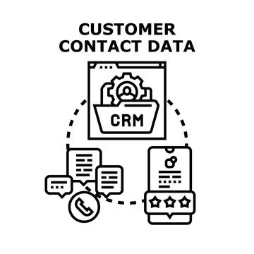 Customer contact data management system crm concept Stock Illustration