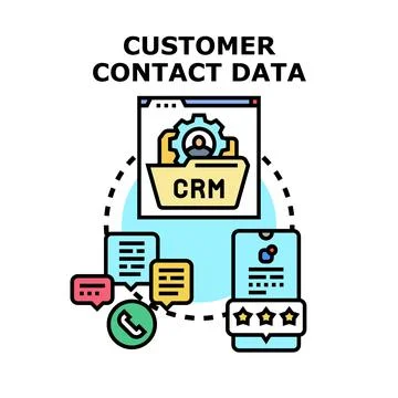 Customer contact data management system crm concept Stock Illustration