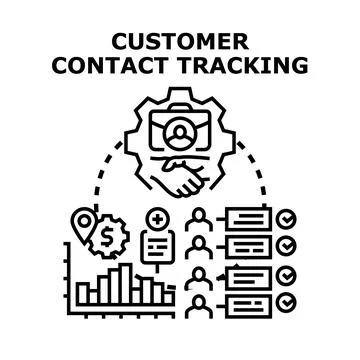 Customer contact tracking managing client relationships crm concept Stock Illustration