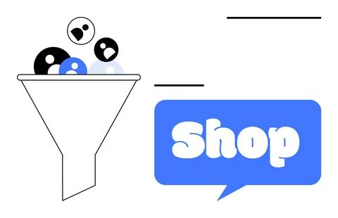 Customer Conversion Funnel with Blue Speech Bubble Highlighting Shop Concept Stock Illustration
