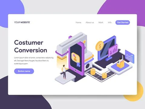 Customer Conversion Isometric Illustration For Web Pages イラスト素材