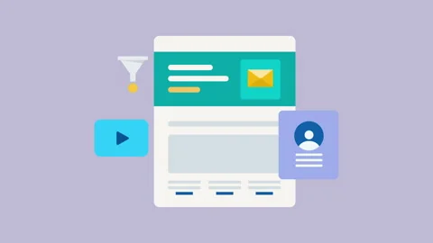 Customer conversion optimization, Lead capture page 2d with alpha matte Stock Footage 335732838