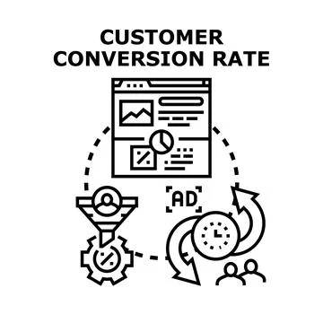 Customer conversion rate optimizing digital marketing funnel process Stock Illustration