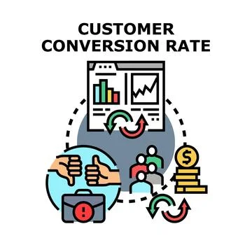 Customer conversion rate optimizing digital marketing strategy Stock Illustration