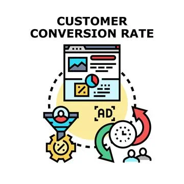 Customer conversion rate optimizing digital marketing funnel process Stock Illustration
