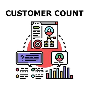 Customer count strategy and user engagement analytics Stock Illustration