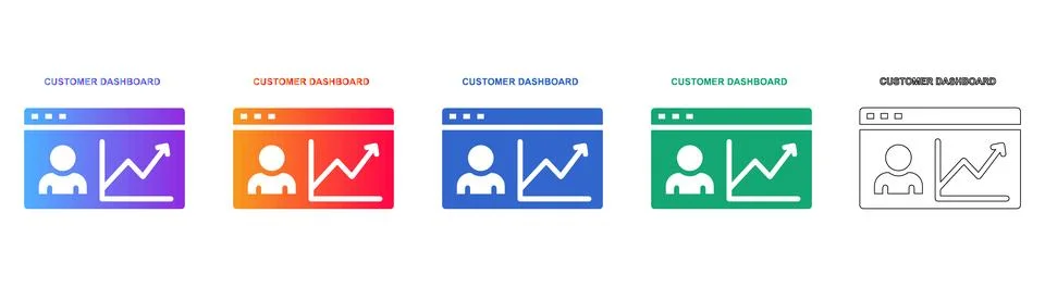 Customer Dashboard Analytics Interface Icon Set イラスト素材