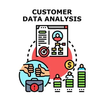 Customer data analysis for business growth and insights Stock Illustration