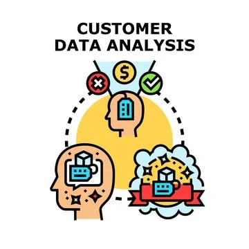 Customer data analysis for business strategy and decision making Stockillustratie