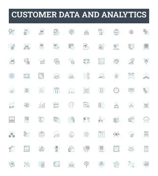 Customer data and analytics vector line icons set. customer, data, analytics Stock Illustration