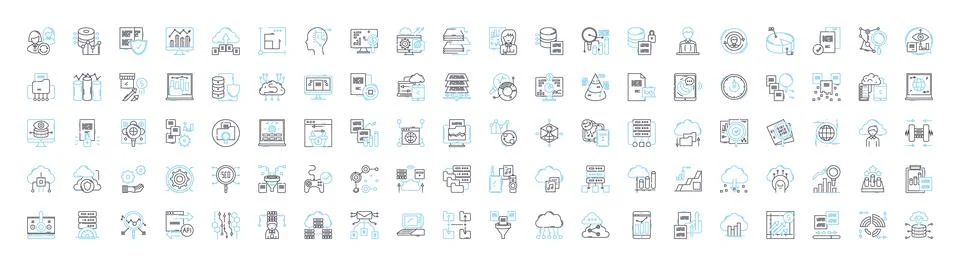 Customer data and analytics vector line icons set. customer, data, analytics 스톡 일러스트