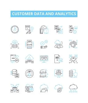 Customer data and analytics vector line icons set. customer, data, analytics 스톡 일러스트