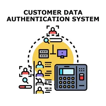 Customer data authentication system verifying digital access 스톡 일러스트