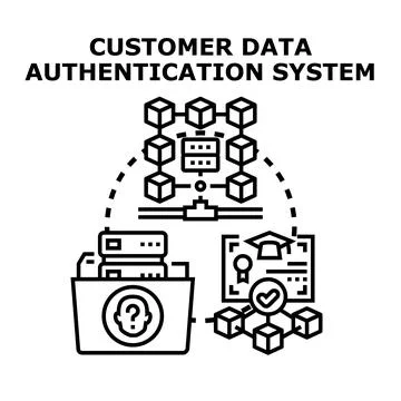 Customer data authentication system verifying digital identity イラスト素材