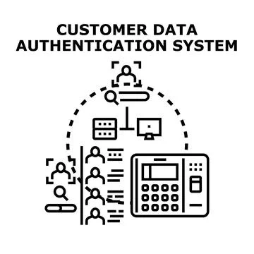 Customer data authentication system verifying digital access Stock Illustration