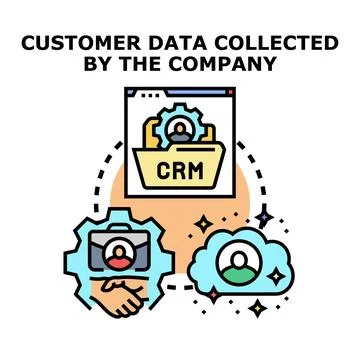 Customer data collecting by company using crm system Stock Illustration
