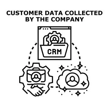 Customer data collecting by company using crm system Stock Illustration