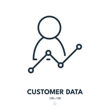 Customer Data Icon. Client, Consumer, Metrics. Editable Stroke. Simple Vect.. Stock Illustration
