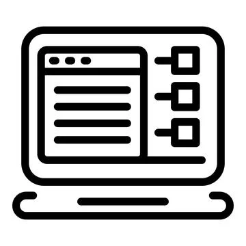 Customer data laptop icon, outline style Stock Illustration