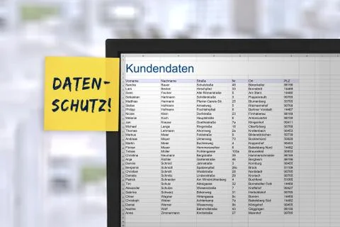 Customer data list data protection secret table Stock Illustration