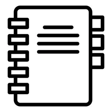 Customer data notebook icon, outline style Stock Illustration