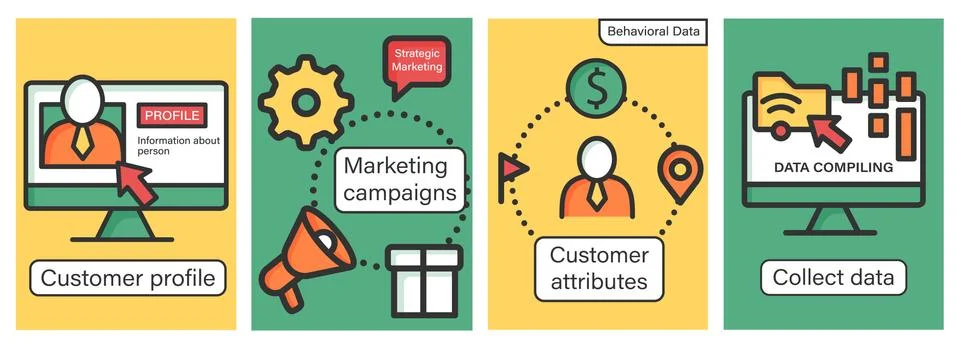 Customer data platform brochures Stock Illustration