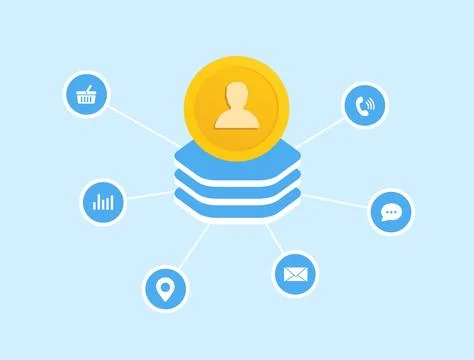 Customer Data Platform - CDP Marketing Management Concept. Client database for Stock Illustration