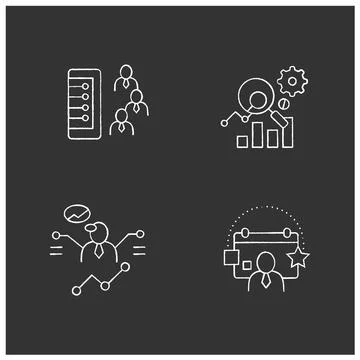 Customer data platform chalk icons set Stock Illustration