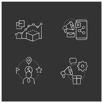 Customer data platform chalk icons set Stock Illustration