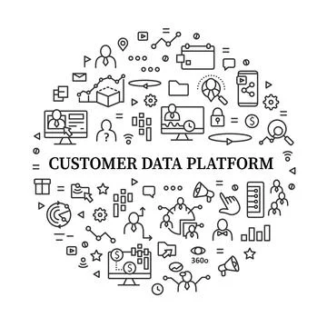 Customer data platform circle poster Stock Illustration