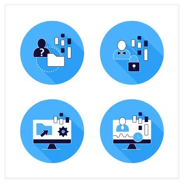 Customer data platform flat icons set Stock Illustration