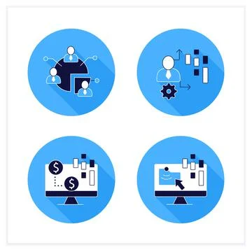 Customer data platform flat icons set Stock Illustration