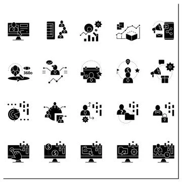 Customer data platform glyph icon Stock Illustration