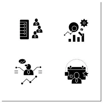 Customer data platform glyph icons set Stock Illustration