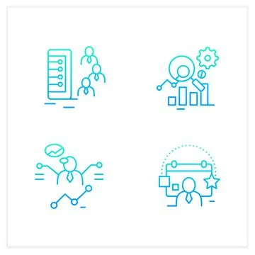Customer data platform gradient icons set Stock Illustration
