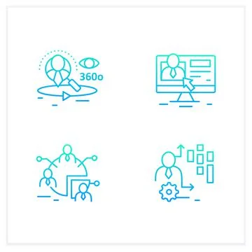 Customer data platform gradient icons set Stock Illustration