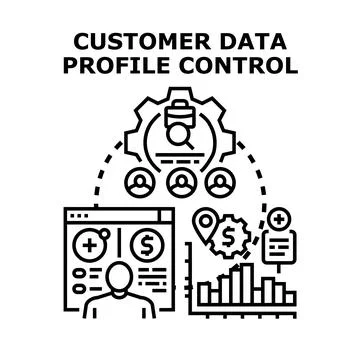 Customer data profile control management information analysis Stock Illustration