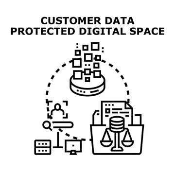 Customer data protection in digital space concept Stock Illustration