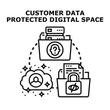 Customer data protection in digital space concept Stock Illustration