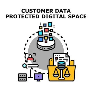 Customer data protection in digital space concept Stock Illustration