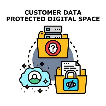 Customer data protection in digital space concept Stock Illustration