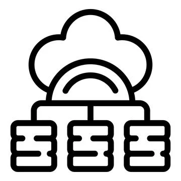 Customer data server cloud icon, outline style イラスト素材
