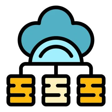 Customer data server cloud icon color outline vector Stock Illustration