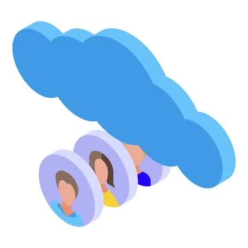 Customer database data cloud icon, isometric style Illustrazione stock