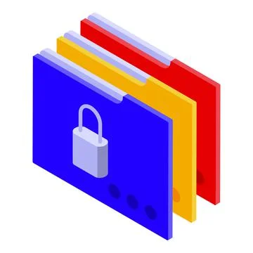 Customer database folders icon, isometric style Illustrazione stock