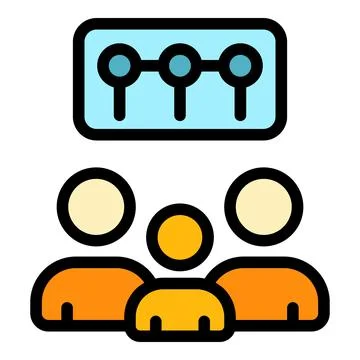 Customer database group icon color outline vector Stock Illustration